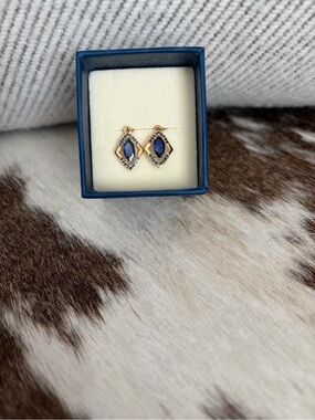 The Gem Island Sapphire Earrings: Gold and Blue Marquise Drop Earrings